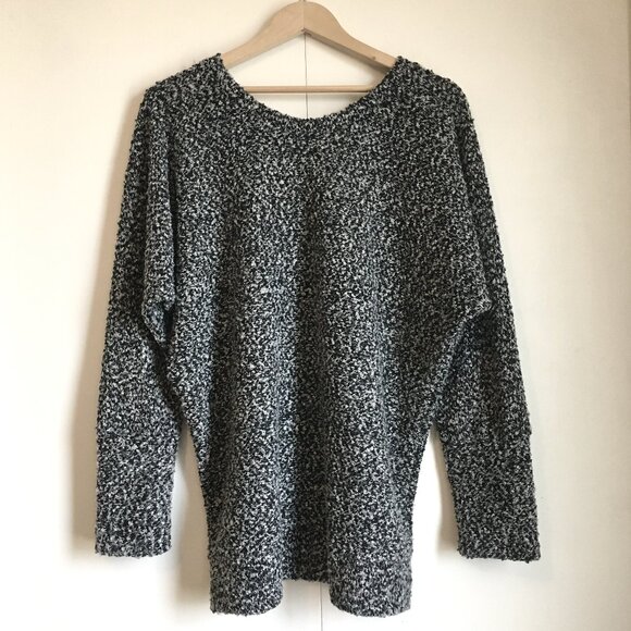 Sweaters - Salt and Pepper Fuzzy Nubby Knit Oversized Sweater XL
